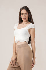 Clobug Women Solid Sweetheart Neck Lycra blend Sleeveless Crop Top