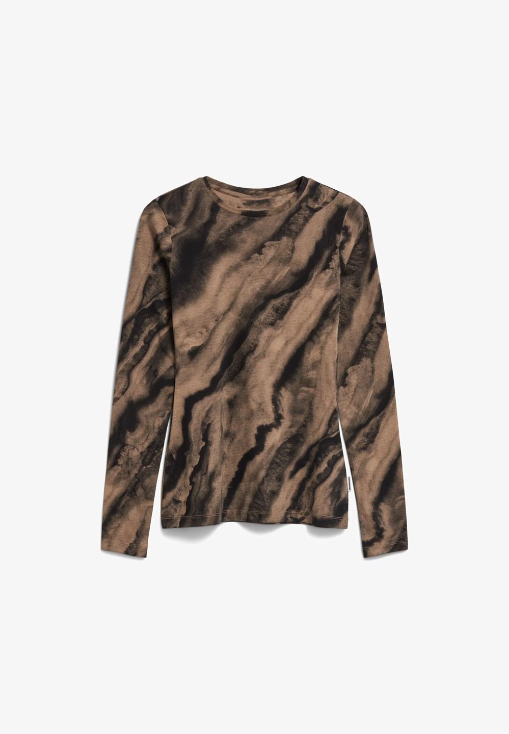 Clobug Women Tie and die Print Full Sleeve Cotton Blend Top