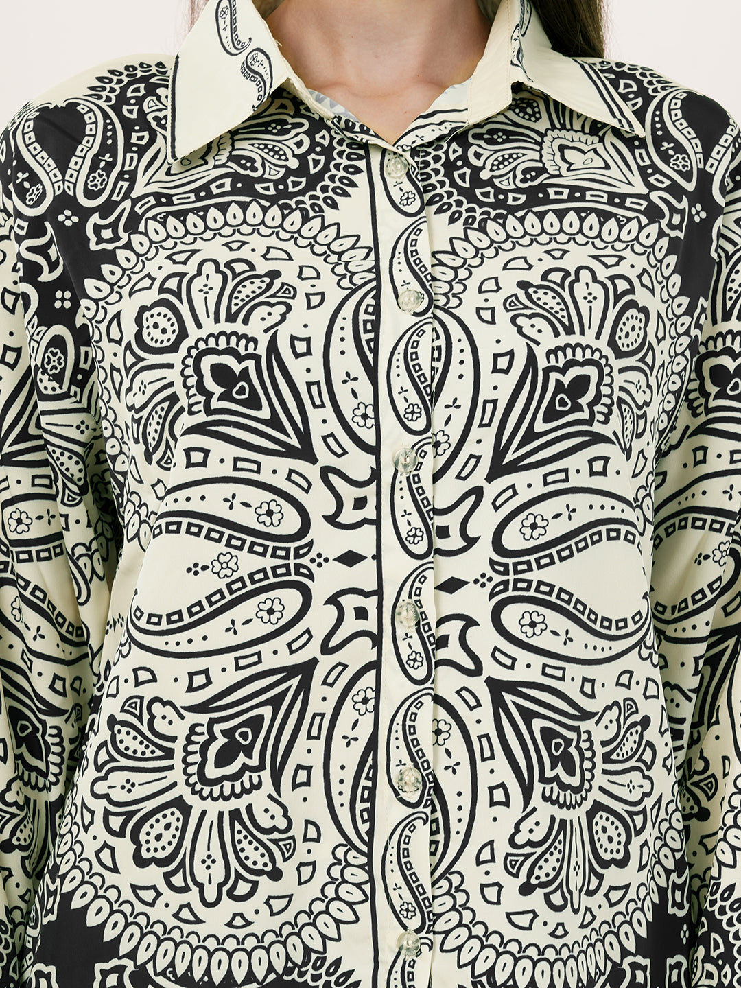 Clobug Women Printed Full Sleeve Crepe Shirt & Pant Co-ord Set