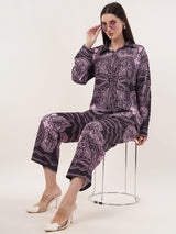 Clobug Women Printed Full Sleeve Crepe Shirt & Pant Co-ord Set