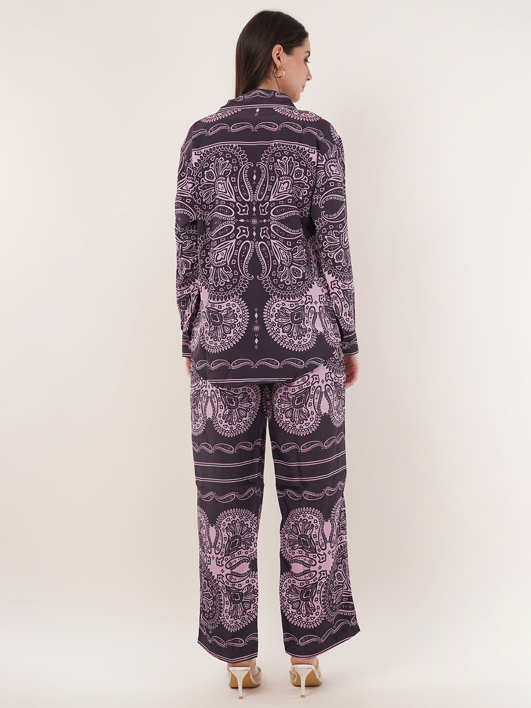 Clobug Women Printed Full Sleeve Crepe Shirt & Pant Co-ord Set