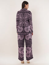 Clobug Women Printed Full Sleeve Crepe Shirt & Pant Co-ord Set
