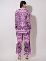 Clobug Women Printed Full Sleeve Crepe Shirt & Pant Co-ord Set