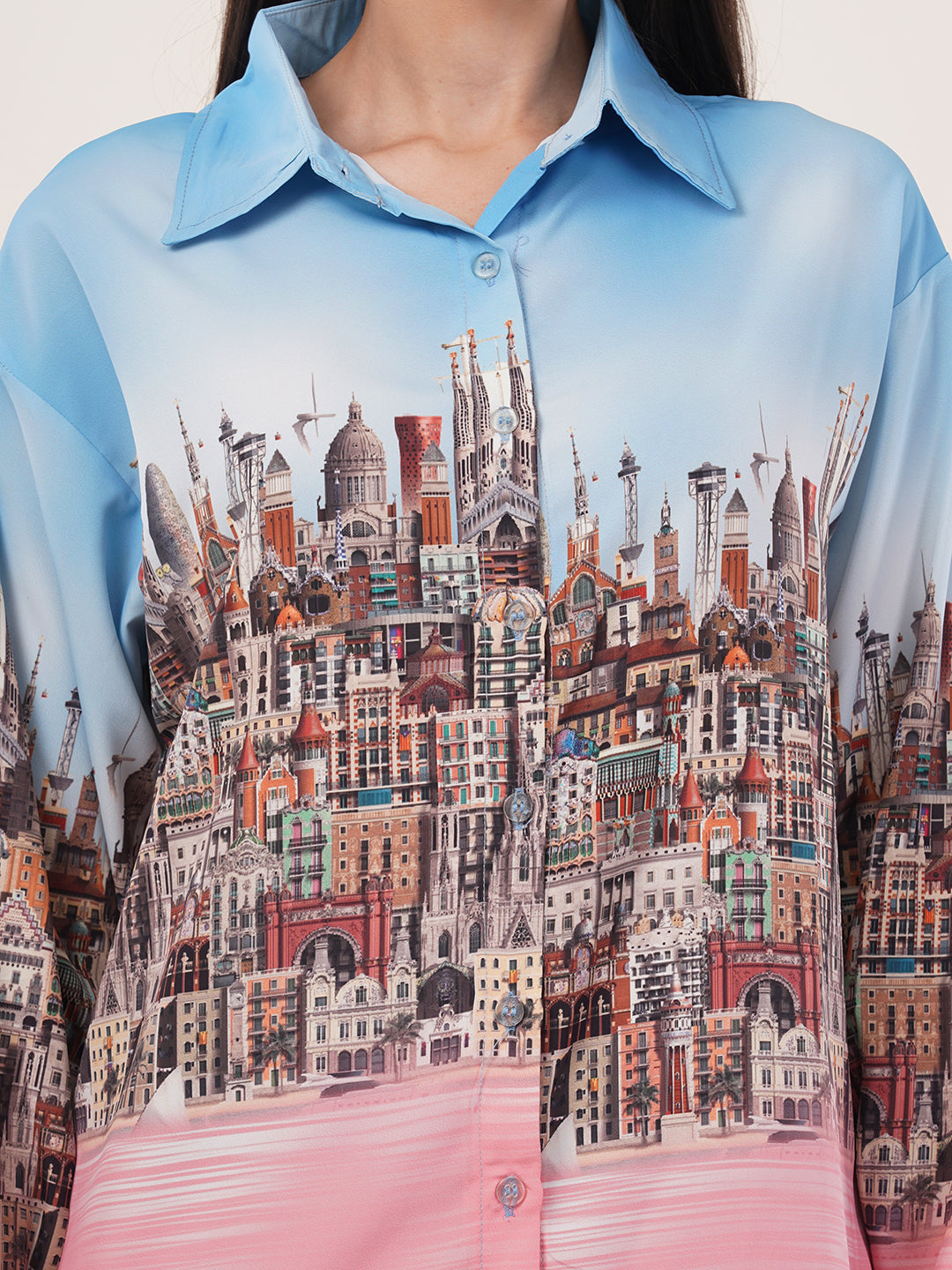 Clobug Women Printed Full Sleeve Crepe Shirt & Pant Co-ord Set