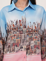 Clobug Women Printed Full Sleeve Crepe Shirt & Pant Co-ord Set