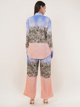 Clobug Women Printed Full Sleeve Crepe Shirt & Pant Co-ord Set
