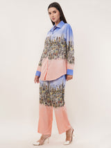 Clobug Women Printed Full Sleeve Crepe Shirt & Pant Co-ord Set