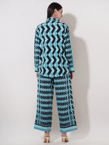 Clobug Women Printed Full Sleeve Crepe Shirt & Pant Co-ord Set
