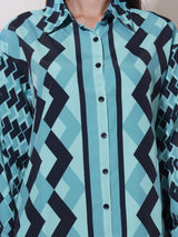 Clobug Women Printed Full Sleeve Crepe Shirt & Pant Co-ord Set