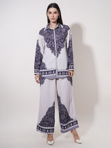 Clobug Women Printed Full Sleeve Crepe Shirt & Pant Co-ord Set