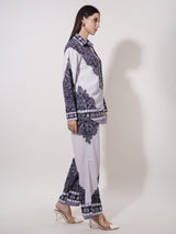 Clobug Women Printed Full Sleeve Crepe Shirt & Pant Co-ord Set