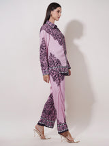 Clobug Women Printed Full Sleeve Crepe Shirt & Pant Co-ord Set