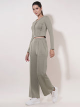 Clobug Women Soild Full Sleeve Cotton Blend Top & Pant Co-ord Set