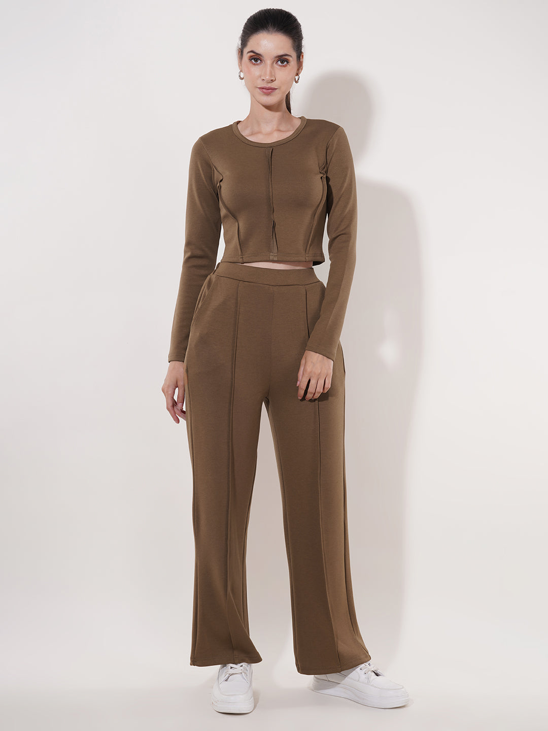 Clobug Women Soild Full Sleeve Cotton Blend Top & Pant Co-ord Set