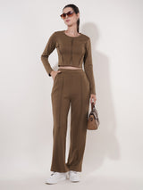 Clobug Women Soild Full Sleeve Cotton Blend Top & Pant Co-ord Set