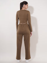 Clobug Women Soild Full Sleeve Cotton Blend Top & Pant Co-ord Set
