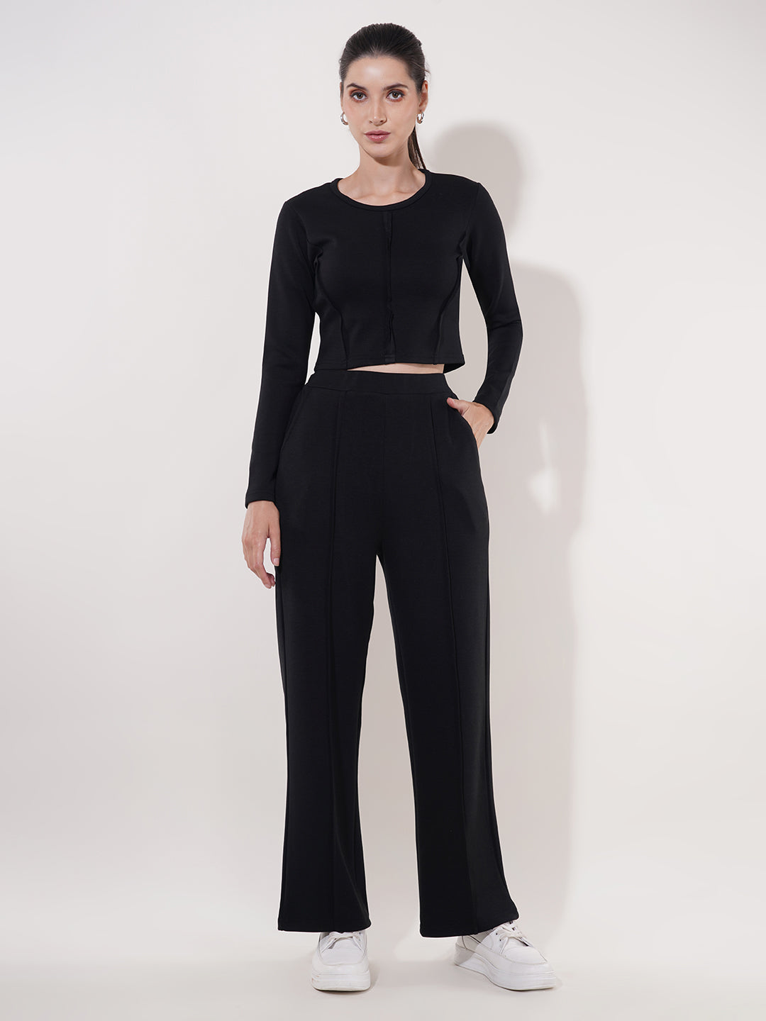 Clobug Women Soild Full Sleeve Cotton Blend Top & Pant Co-ord Set