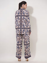 Clobug Women Printed Full Sleeve Crepe Shirt & Pant Co-ord Set