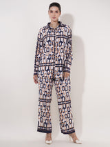 Clobug Women Printed Full Sleeve Crepe Shirt & Pant Co-ord Set