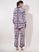Clobug Women Printed Full Sleeve Crepe Shirt & Pant Co-ord Set