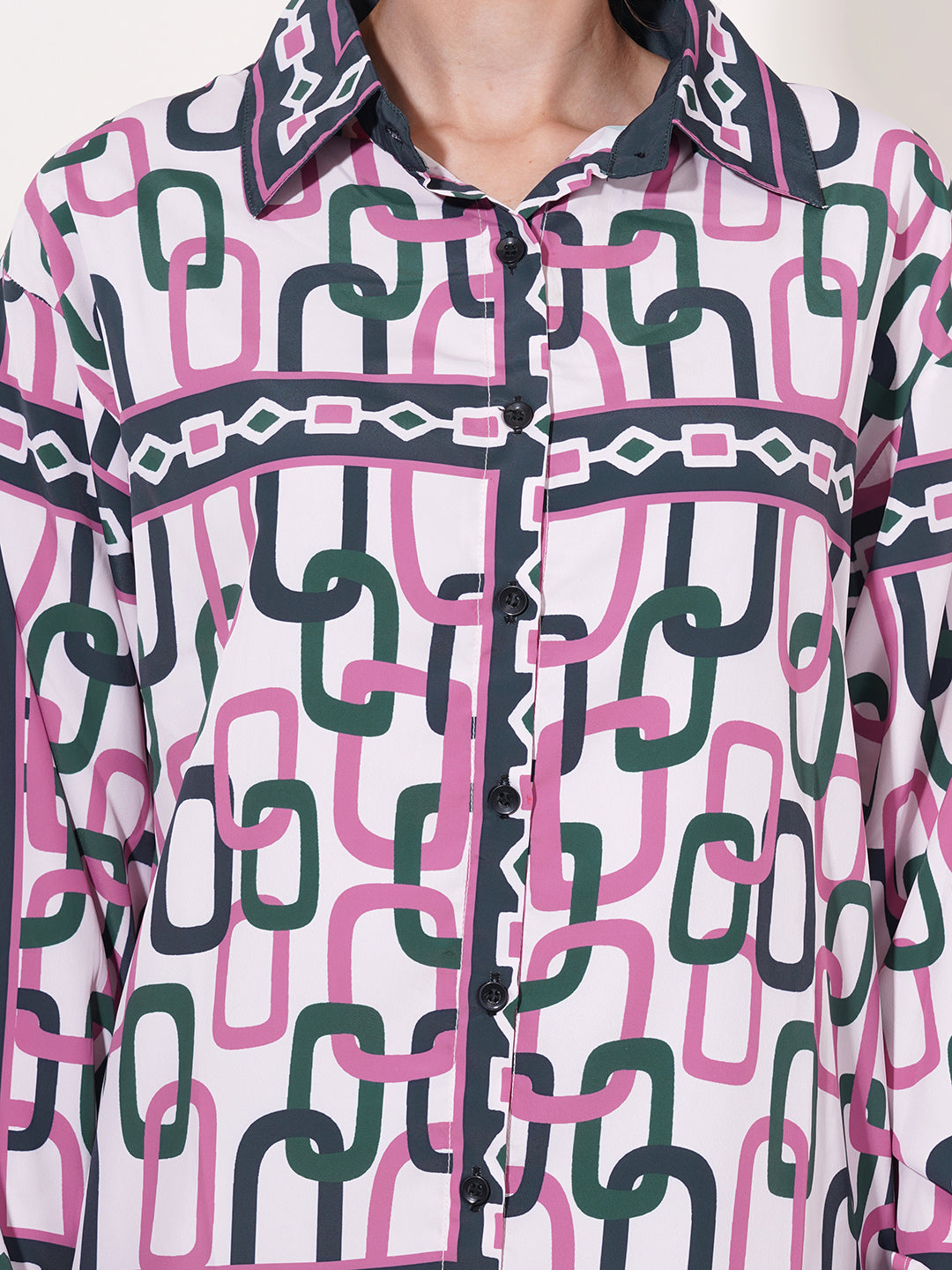 Clobug Women Printed Full Sleeve Crepe Shirt & Pant Co-ord Set