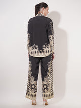 Clobug Women Printed Full Sleeve Crepe Shirt & Pant Co-ord Set