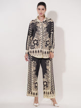 Clobug Women Printed Full Sleeve Crepe Shirt & Pant Co-ord Set
