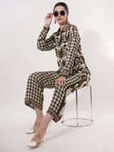 Clobug Women Printed Full Sleeve Crepe Shirt & Pant Co-ord Set