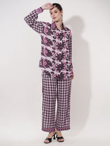 Clobug Women Printed Full Sleeve Crepe Shirt & Pant Co-ord Set