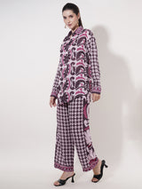 Clobug Women Printed Full Sleeve Crepe Shirt & Pant Co-ord Set