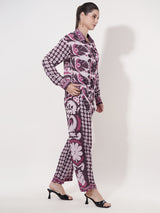 Clobug Women Printed Full Sleeve Crepe Shirt & Pant Co-ord Set
