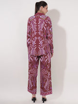 Clobug Women Printed Full Sleeve Crepe Shirt & Pant Co-ord Set