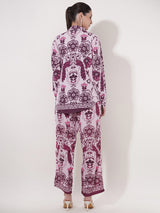 Clobug Women Printed Full Sleeve Crepe Shirt & Pant Co-ord Set