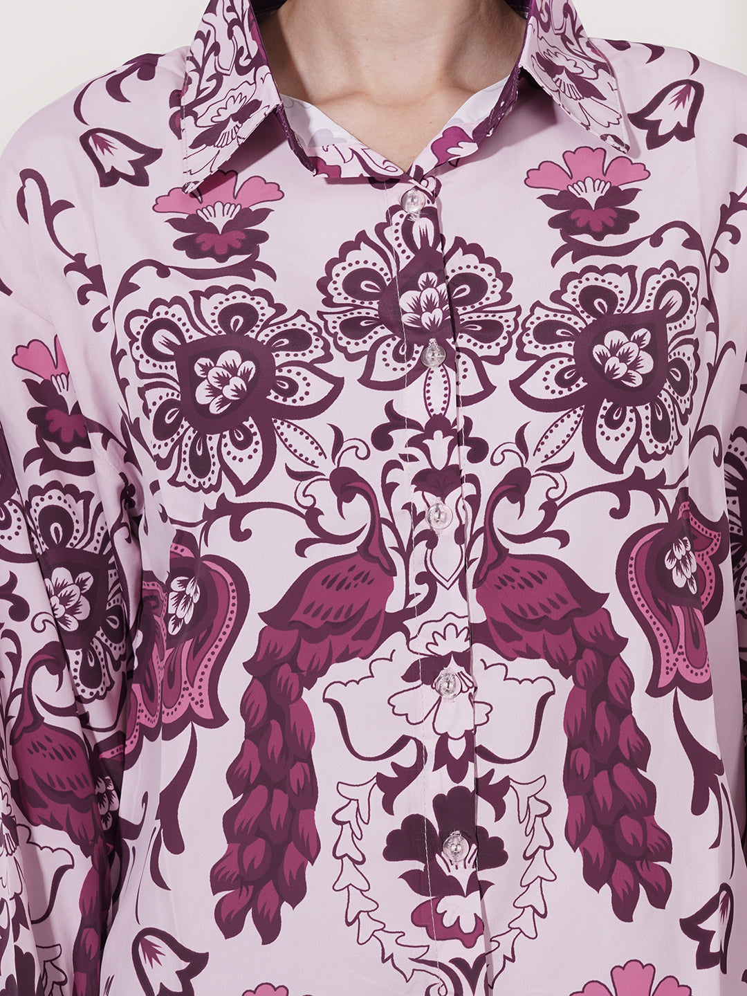 Clobug Women Printed Full Sleeve Crepe Shirt & Pant Co-ord Set