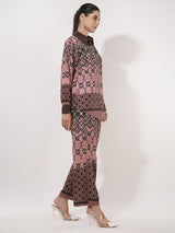Clobug Women Printed Full Sleeve Crepe Shirt & Pant Co-ord Set