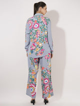 Clobug Women Printed Full Sleeve Crepe Shirt & Pant Co-ord Set