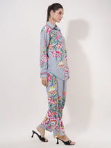 Clobug Women Printed Full Sleeve Crepe Shirt & Pant Co-ord Set