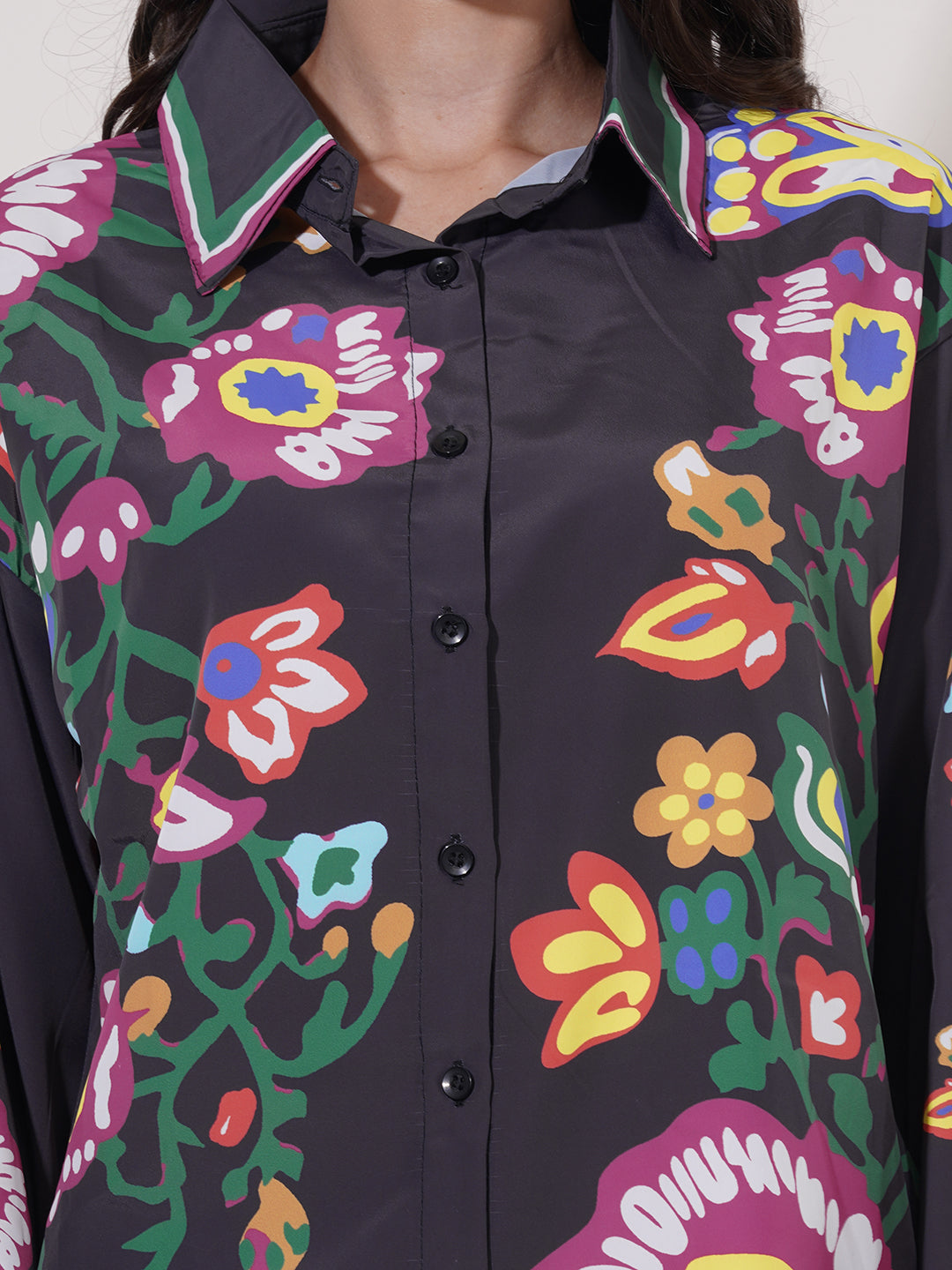 Clobug Women Printed Full Sleeve Crepe Shirt & Pant Co-ord Set