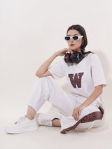 Clobug Women Printed Short Sleeve Cotton Blend T-shirt & Pant Co-ord Set