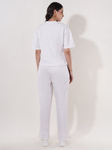 Clobug Women Printed Short Sleeve Cotton Blend T-shirt & Pant Co-ord Set