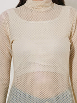 Clobug Women High Neck Full Sleeve Net Top