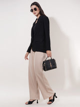 Clobug Women Solid Single Breast Full Sleeve Cotton Blend Blazer