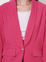 Clobug Women Solid Single Breast Full Sleeve Cotton Blend Blazer