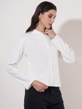 Clobug Women High Neck Full Sleeve Cotton Blend Jacket