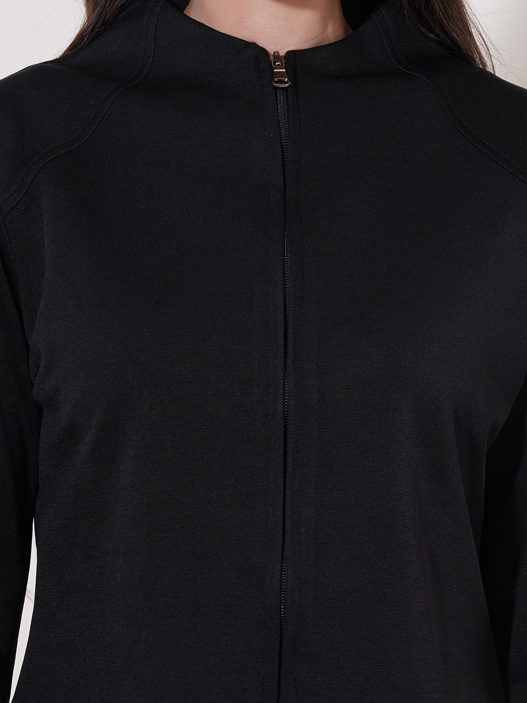 Clobug Women High Neck Full Sleeve Cotton Blend Jacket