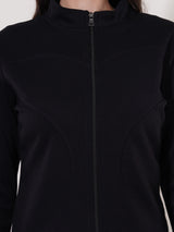 Clobug Women High Neck Full Sleeve Cotton Blend Jacket