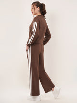 Clobug Women High Neck Cotton Blend Sweatshirt With Trackpant Classic Winter Co-ord Set