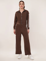 Clobug Women High Neck Cotton Blend Sweatshirt With Trackpant Classic Winter Co-ord Set