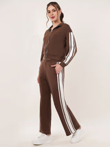 Clobug Women High Neck Cotton Blend Sweatshirt With Trackpant Classic Winter Co-ord Set