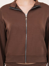 Clobug Women High Neck Cotton Blend Sweatshirt With Trackpant Classic Winter Co-ord Set